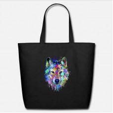 Splash Art Wolf Gifts For Wolf Lovers Black Eco-Friendly Tote Bag